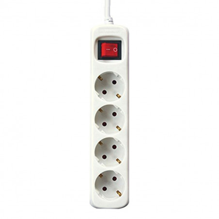 Regleta Enchufes 4 Tomas con interruptor Silver Electronics Blanco