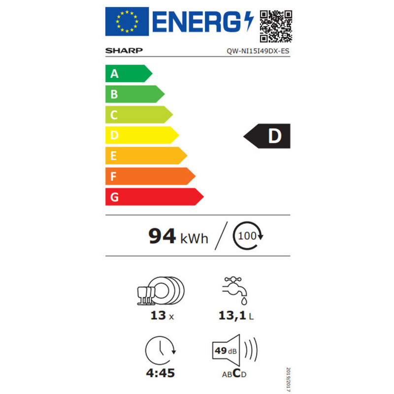 Lava-louça Sharp QWNI15I49DXES Integrável