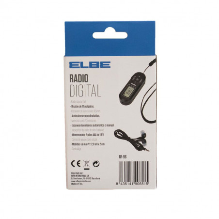 Radio numérique portable ELBE RF96 Noir FM