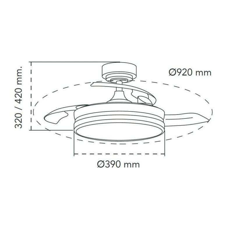 Ventilador de Teto CristalRecord 85-065-46-180 Preto