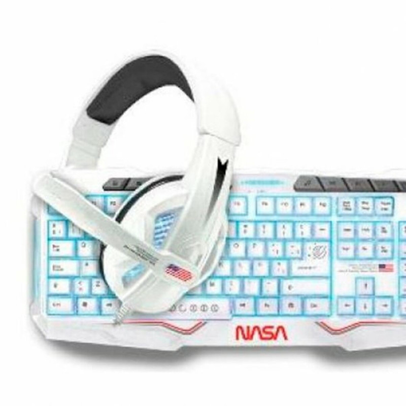 Tastiera e Mouse NASA ANDROMEDA4IN1-W Bianco Multicolore Qwerty in Spagnolo