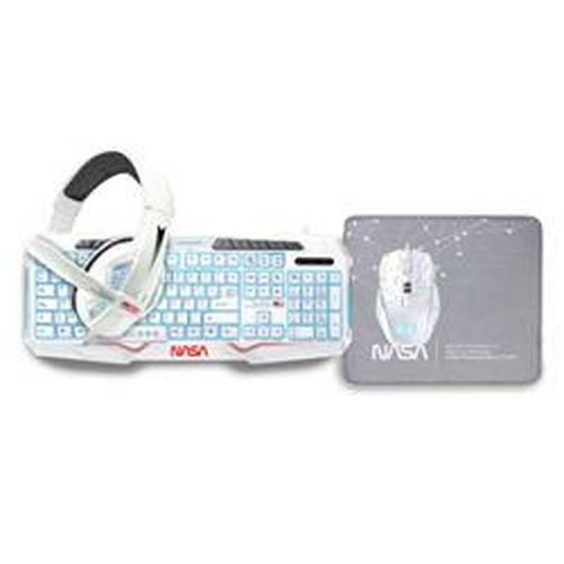 Keyboard and Mouse NASA ANDROMEDA4IN1-W White Multicolour Spanish Qwerty