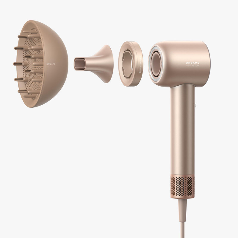Dreame Hair Dryer Glory Mix 1600W Ionic, 3 Magnetic Nozzles, Gold