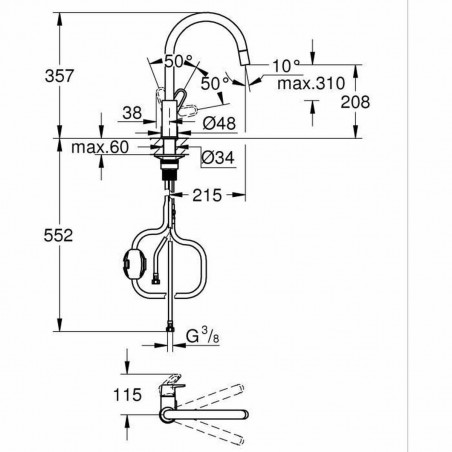 Torneira Monocomando Grohe Start Flow - 30569000 Latão Forma de C