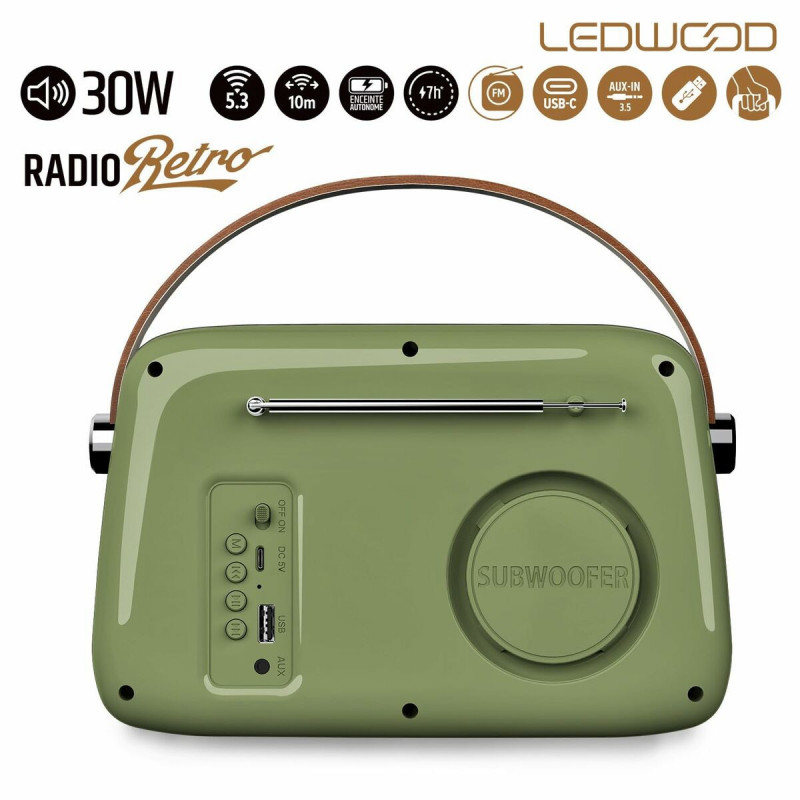 Radio Transistor Ledwood ALMA GREEN Verde 30 W
