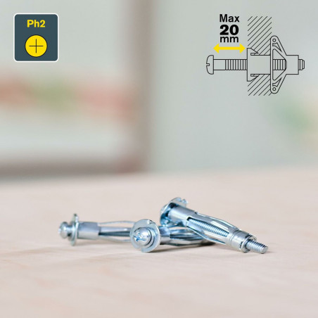 Tacos y tornillos Rapid M4 x 40 mm Ø 8 x 32 mm Metal Expansión 10 Unidades