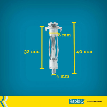 Buchas e parafusos Rapid M4 x 40 mm Ø 8 x 32 mm Metal Expansão 10 Unidades