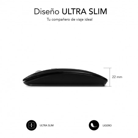 Drahtlose Bluetooth Maus Subblim SUBMO-DFLAT20 Schwarz 1600 dpi