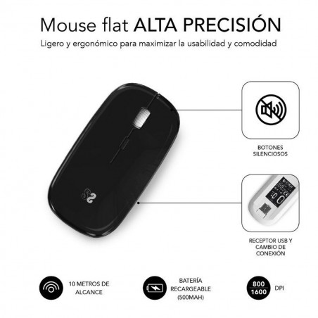 Wireless Bluetooth Mouse Subblim SUBMO-DFLAT20 Black 1600 dpi