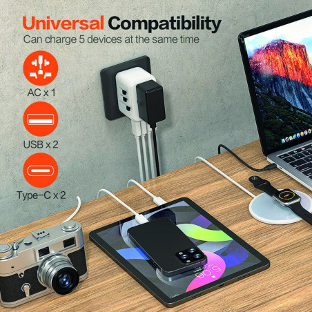 Adattore con prese Scape Travel 651UC Plastica