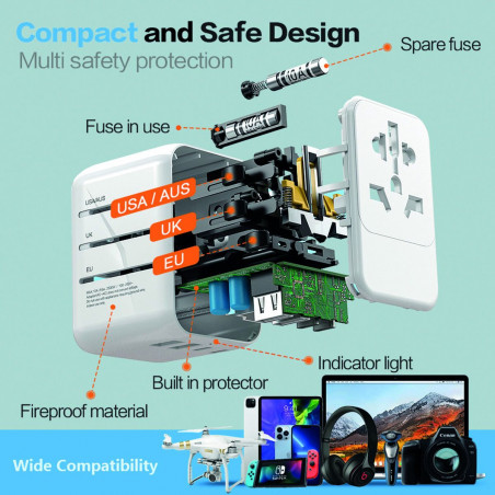 Plug adapter Scape Travel 651UC Plastic