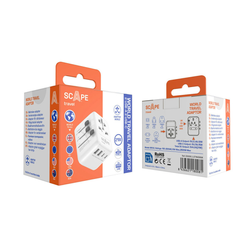 Plug adapter Scape Travel 651UC Plastic