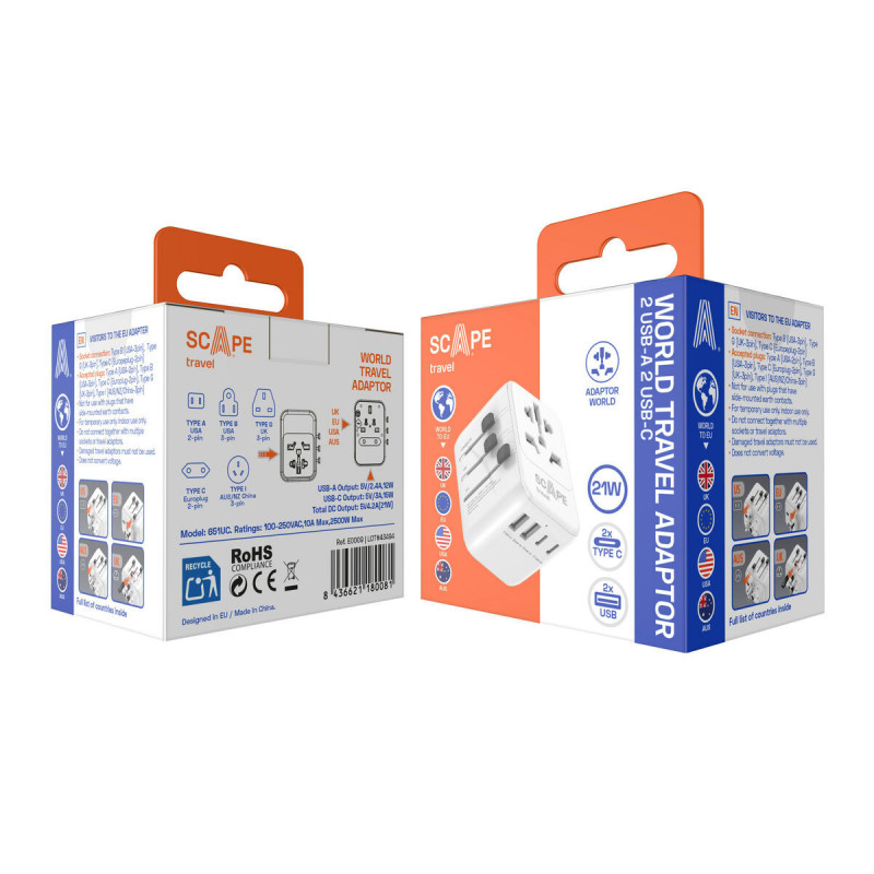 Plug adapter Scape Travel 651UC Plastic