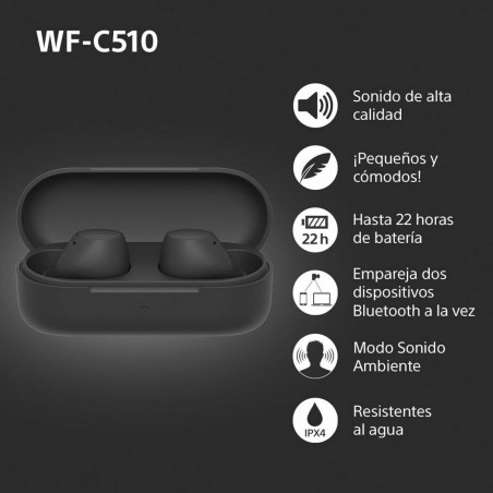 Auriculares Sem Fios com Estojo de Carregamento Sony WF-C510 Preto