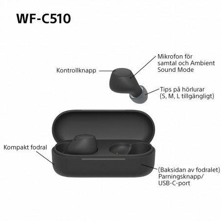 Auriculares Inalámbricos con Estuche de Carga Sony WF-C510 Negro