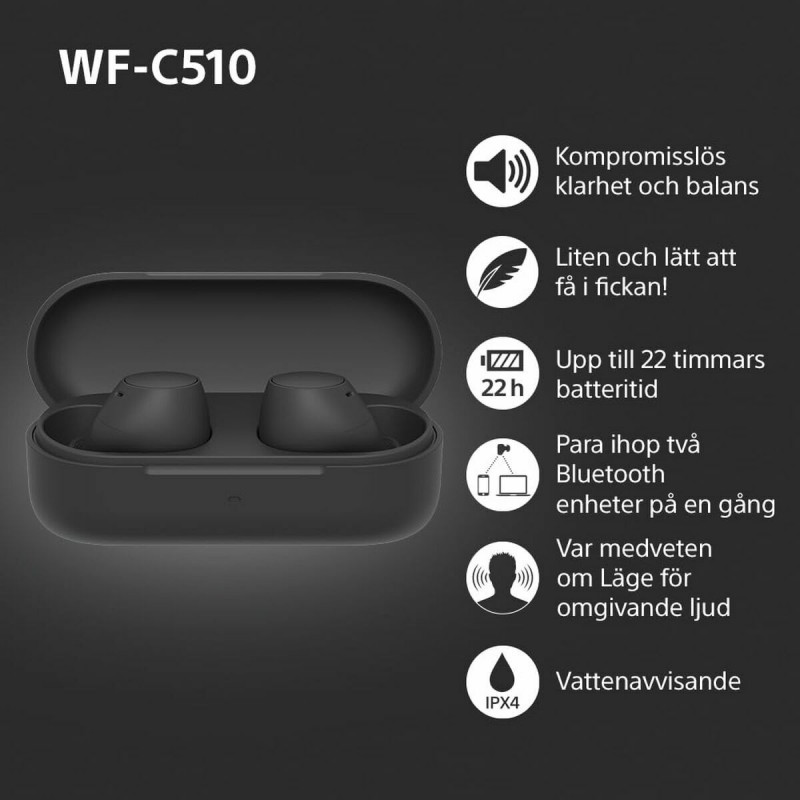 Auricolari Wireless con Custodia di Ricarica Sony WF-C510 Nero