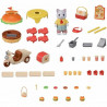 Dolls House Accessories Sylvanian Families Puesto de hamburguesas - Papa Latte Cat y Scooter 30 Pieces