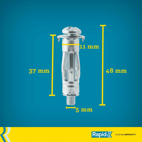Dübel und Schrauben Rapid Ø 11 x 37 mm M5 x 48 mm Metall Erweiterung 10 Stück