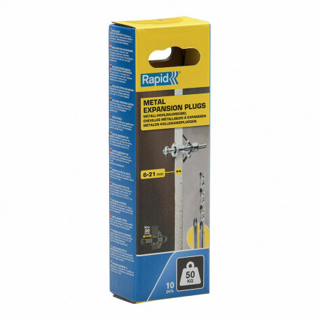 Chevilles et vis Rapid 13 x 52 mm M6 x 63 mm Métal Expansion 10 Unités