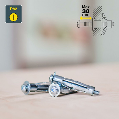 Tacos y tornillos Rapid 13 x 52 mm M6 x 63 mm Metal Expansión 10 Unidades