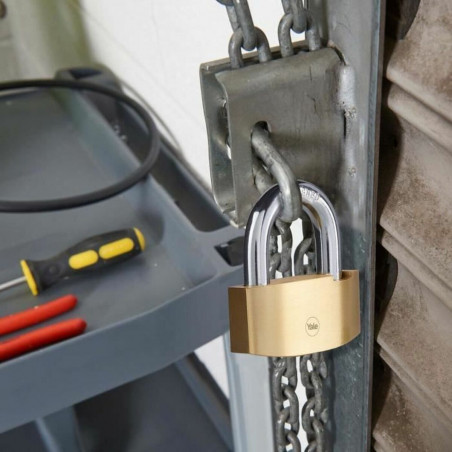 Cadeado com chave Yale Retangular Dourado