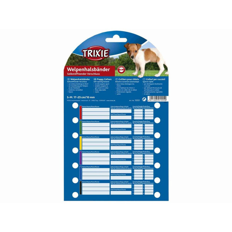 Collar para Perro Trixie Negro Rojo Azul Cobalto Manzana S/M 17-25 cm (6 Unidades)