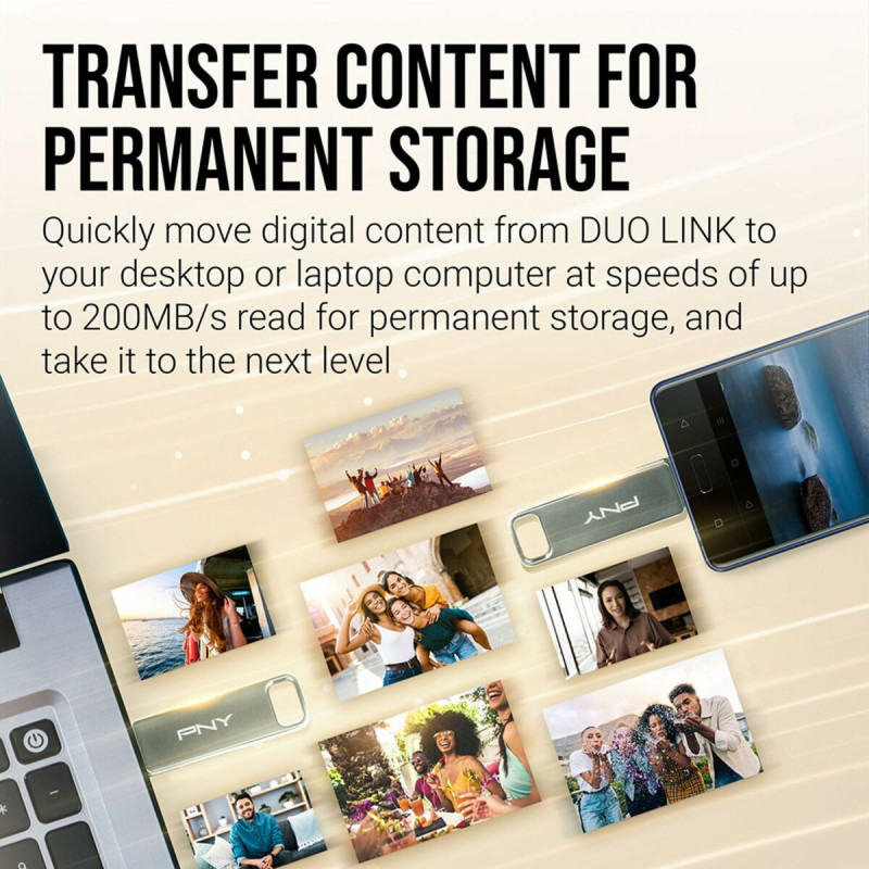 Memoria USB PNY PFDI64GDULINKTYCG Argentato Acciaio 64 GB