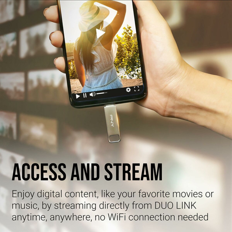 Memoria USB PNY PFDI64GDULINKTYCG Argentato Acciaio 64 GB