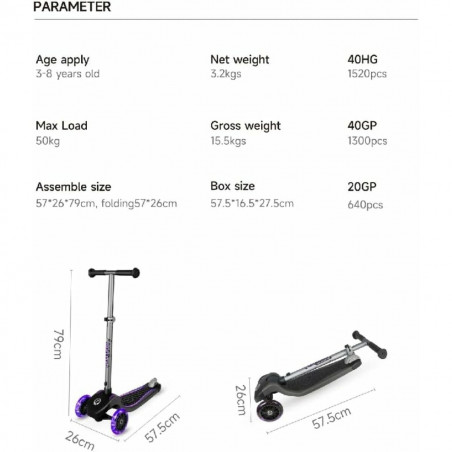 Roller Ociotrends Eco Future Scooter Lila 3 räder
