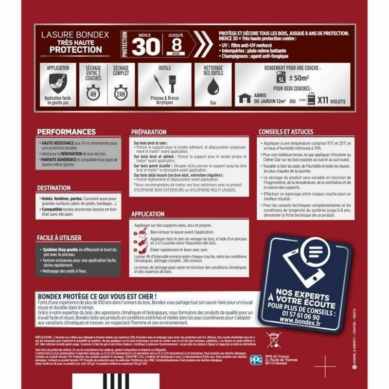 Peinture d'Apprêt Bondex Satiné 5 L Transparent