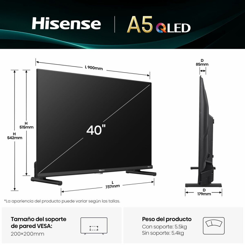 TV intelligente Hisense 40A5Q 40" Full HD HDR HDR10 QLED