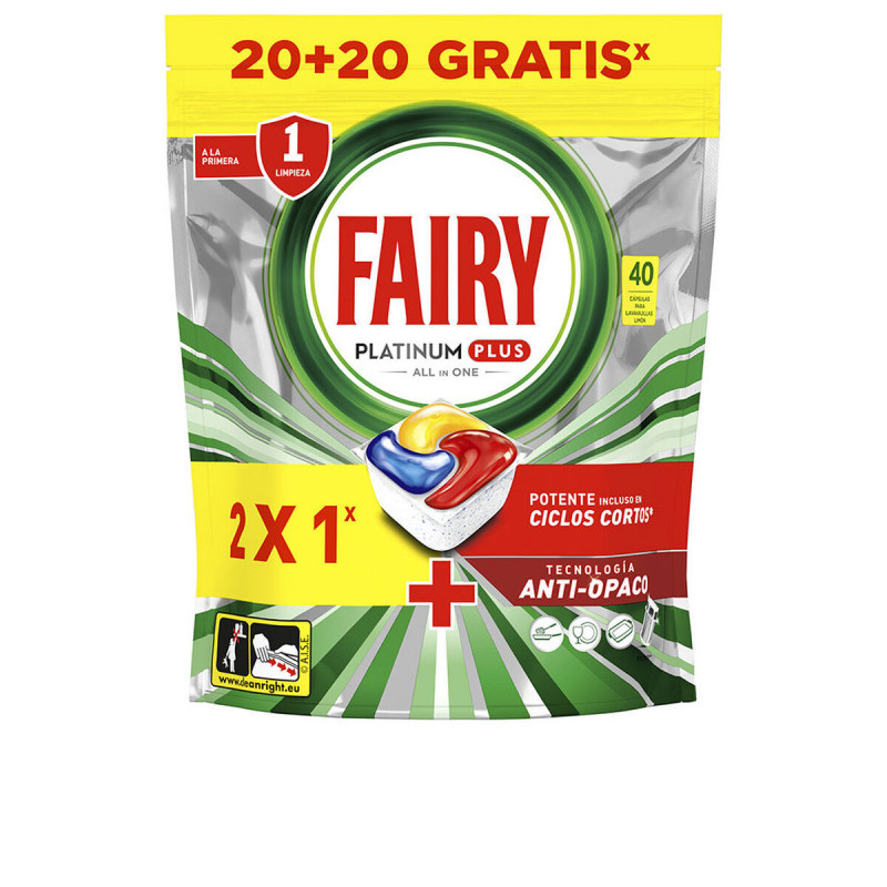 Pastilhas para Máquina de Lavar Louça Fairy FAIRY PLATINUM PLUS Limão (40 Unidades)