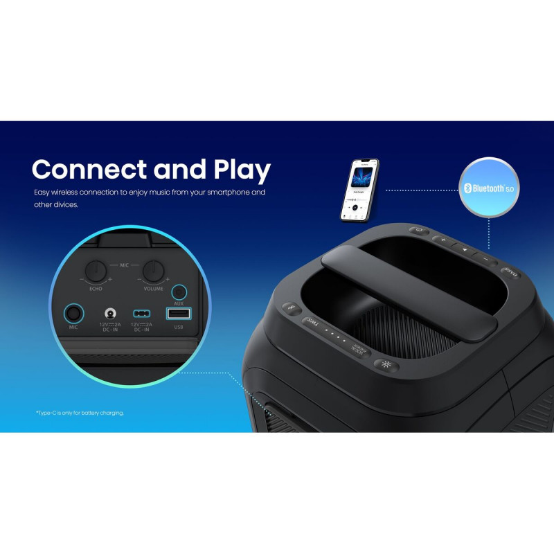 Altoparlante Bluetooth Portatile Hisense Party Rocket 160 Nero 160 W