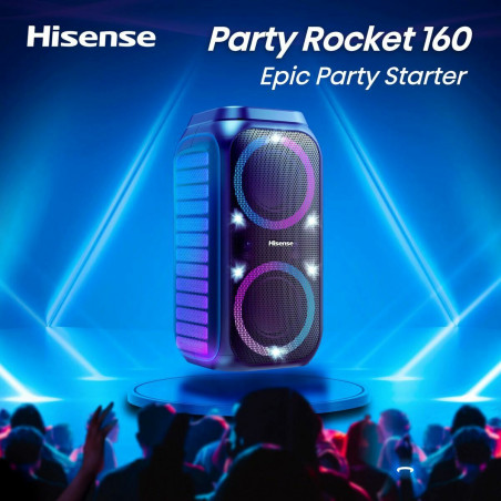 Tragbare Bluetooth-Lautsprecher Hisense Party Rocket 160 Schwarz 160 W