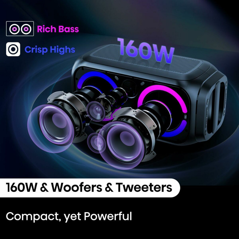 Altavoz Bluetooth Portátil Hisense Party Rocket 160 Negro 160 W