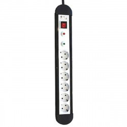 Power Socket - 6 Sockets with Switch Silver Electronics 49646 3680W Black