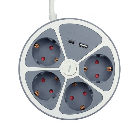 Multipresa con 3 Prese con Interruttore TM Electron TMUAD554CB Bianco Grigio 3680 W 30 W (1,5 m)