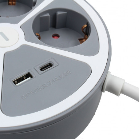 3-socket plugboard with power switch TM Electron TMUAD554CB White Grey 3680 W 30 W (1,5 m)