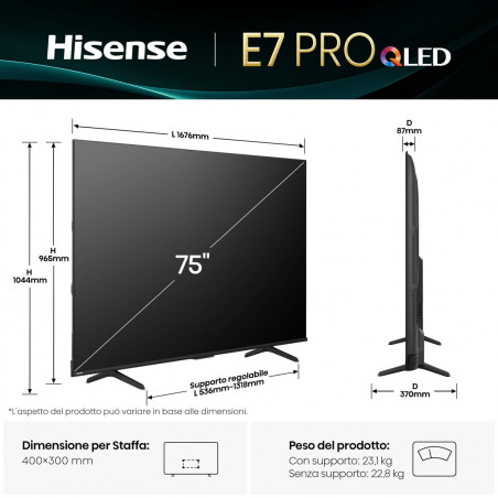 Smart TV Hisense 75E7Q PRO 75" 4K Ultra HD LED HDR D-LED QLED