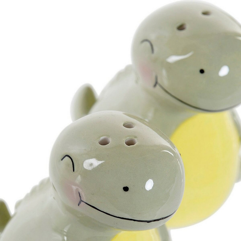 Saleiro com Tampa DKD Home Decor LC-173478 Dinossauro Branco Verde Dolomite 6,6 x 7 x 7,7 cm (2 pcs)