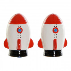 Portasale con Coperchio DKD Home Decor Bianco Rosso Dolomite 6,5 x 7 x 9 cm (2 pcs)