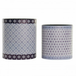 Papeleira DKD Home Decor Azul Branco Madeira Tela Vintage