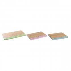 Schneidebrett DKD Home Decor Blau grün Rosa Bambus 33,5 x 22,4 x 1,2 cm