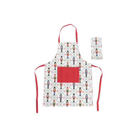 Apron Home ESPRIT White Red Green Beige 60 x 0,2 x 80 cm (2 Units)