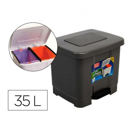 Mülleimer mit Pedal Plastic Forte 1126522 Schwarz Kunststoff 30 L